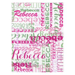 Girls Pink and Green Name Collage Allover Print Tablecloth