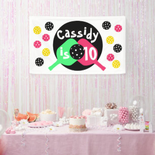 Girls pink and green pickleball banner
