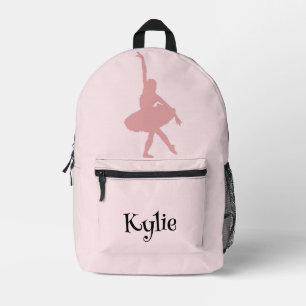 Girls' Pink Ballerina Theme School Printed Backpack