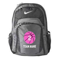 Girls Pink Basketball Team Name Player Number Backpack Zazzle