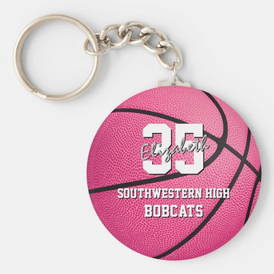 Girl's pink basketball team sports gifts keychain