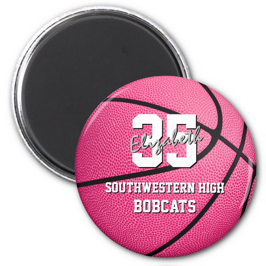Girl's pink basketball team sports gifts magnet