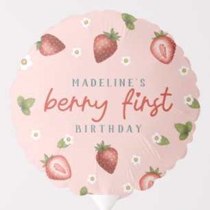 Girls Pink Berry First Cute Kids 1st Birthday Balloon
