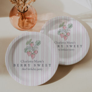 Girls Pink Berry Sweet Strawberry Paper Plates