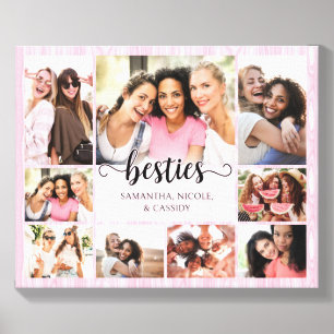Girls Pink Besties Best Friends Photo Collage Canvas Photo Tile