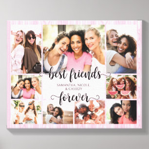 Girls Pink BFFs Best Friends Photo Collage Canvas Photo Tile