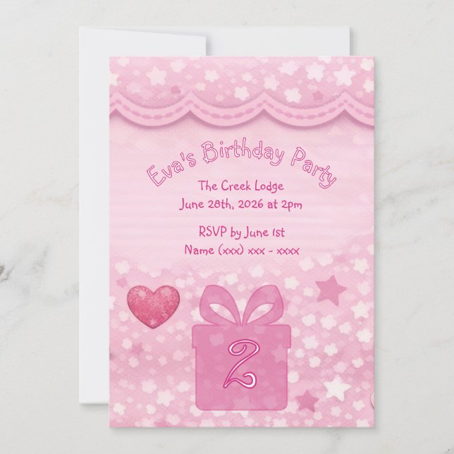 Girls Pink Birthday Invitation (Front)
