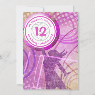 Girl's pink birthday volleyball party invitation