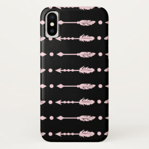 Girls Pink & Black Arrows Boho Chic iPhone X Case