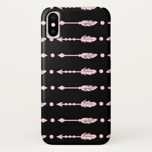 Girls Pink  Black Arrows Boho Chic iPhone X Case