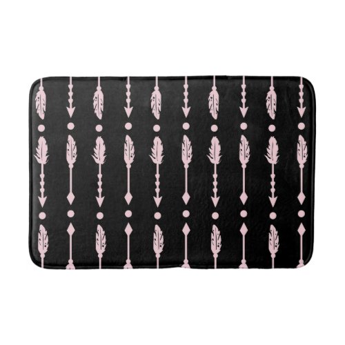 Girls Pink  Black Arrows Boho Chic Decor Bath Mat