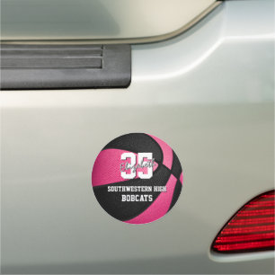girls pink black basketball custom team name car magnet