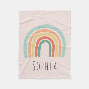 Girls Pink Boho Rainbow Kids Fleece Blanket