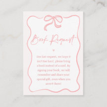 Girls Pink Bow Baby Shower Book Request Insert