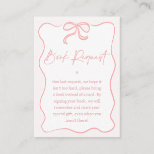 Girls Pink Bow Baby Shower Book Request Insert