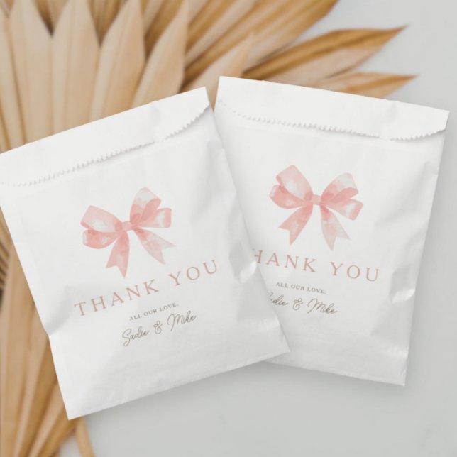 Girls' Pink Bow Feminine Coquette Baby Shower Favor Bag (Creator Uploaded)