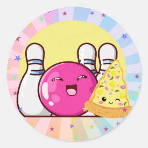 Girls Pink Bowling Party Tie Dye Sticker