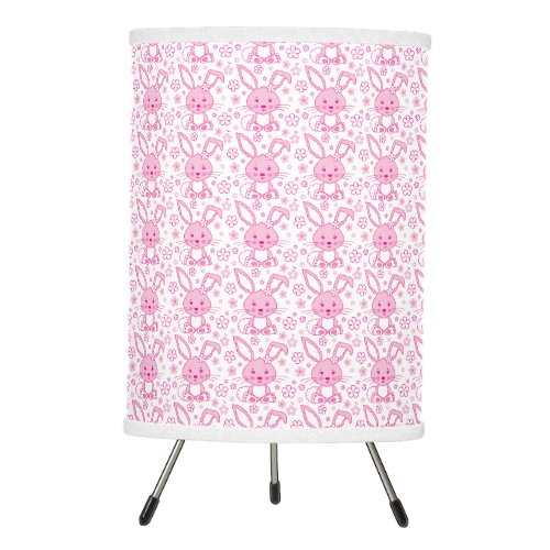 Girls pink bunny and flower graphic kids lamp