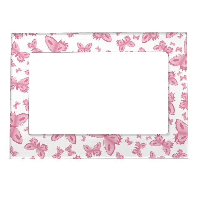 Girls Pink Butterfly Magnetic Photo Frame (Front)