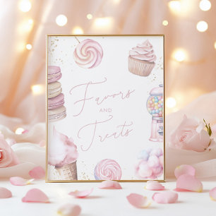 Girls' Pink Candy Favors and Treats Tabletop Sign