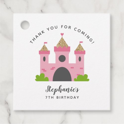 Girls Pink Castle Princess Birthday Party Favor Tags