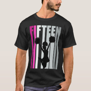 Girls Pink Cheerleading 15th Birthday Cheer Squad T-Shirt