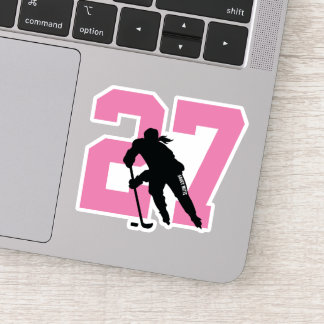 Girls Pink Custom Hockey Player Number Sticker