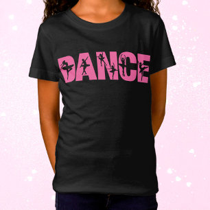 Girls' Pink Dance T-Shirt Ballerina Cutouts
