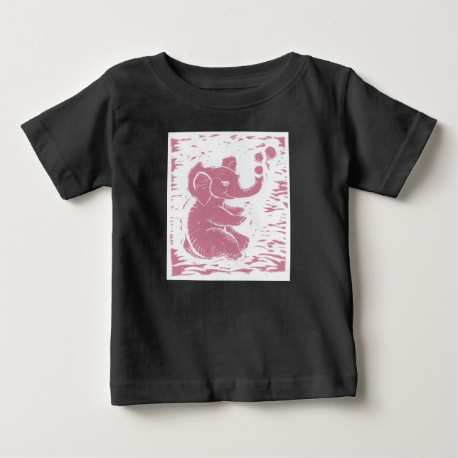 Girl's Pink Elephant Baby aparel Baby T-Shirt (Front)