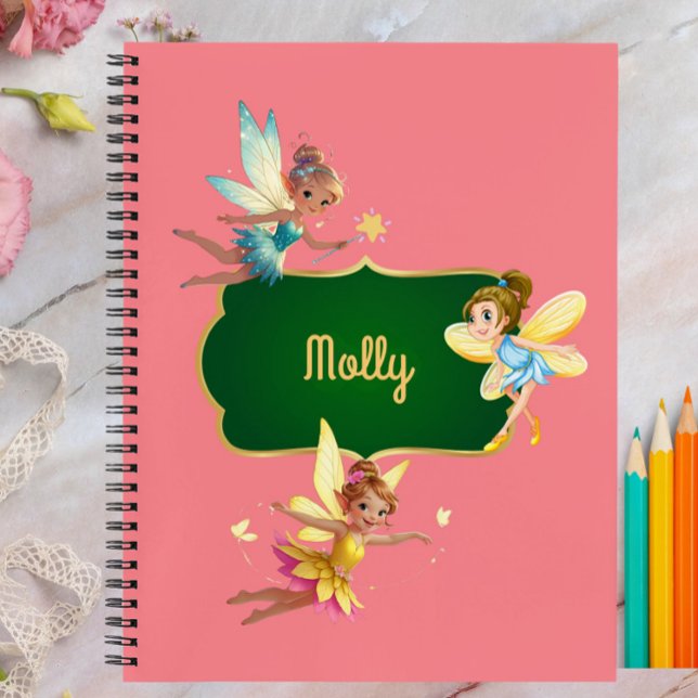 Girls Pink Fairy Write & Draw Story Notebook   (Pink Fairy Notebook for Girls – Cute Magical Journal with Sparkles & Wings)