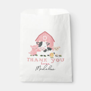 Girls Pink Farm Animal Barnyard Birthday Favor Bag