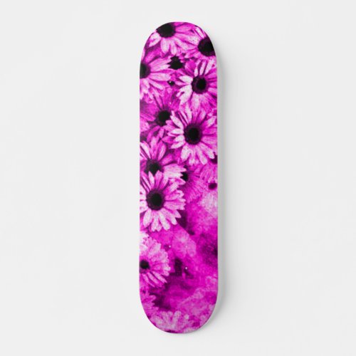 Girls Pink Flowers Grunge Custom Pro Park Skateboard Deck