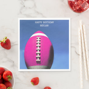 Girls Pink Football Birthday party paper Napkins