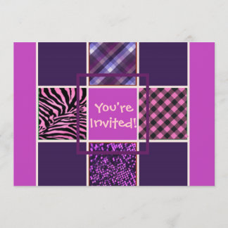 Girls Pink Fun Mix Birthday Invitations