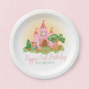 Girls Pink Girly Fairytale Princess Kids Birthday Paper Plates