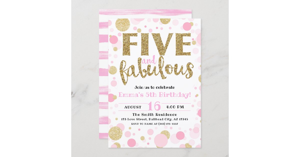 Five and Fabulous, 5th Birthday, Pink and Gold, Birthday Party