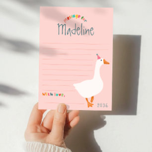 Girls Pink Goose First Birthday Time Capsule Cards