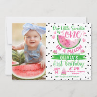 Girls Pink Green One In A Melon Photo 1st Birthday