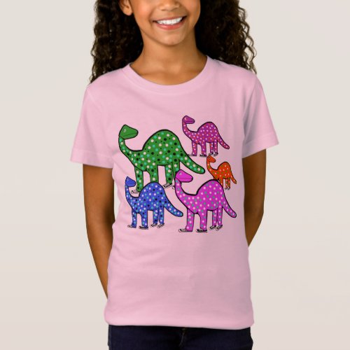 Girls Pink  Green  Purple Dinosaur T_shirt Gift