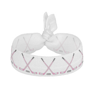 Girls Pink Hockey Sticks and Puck Elastic Hair Tie