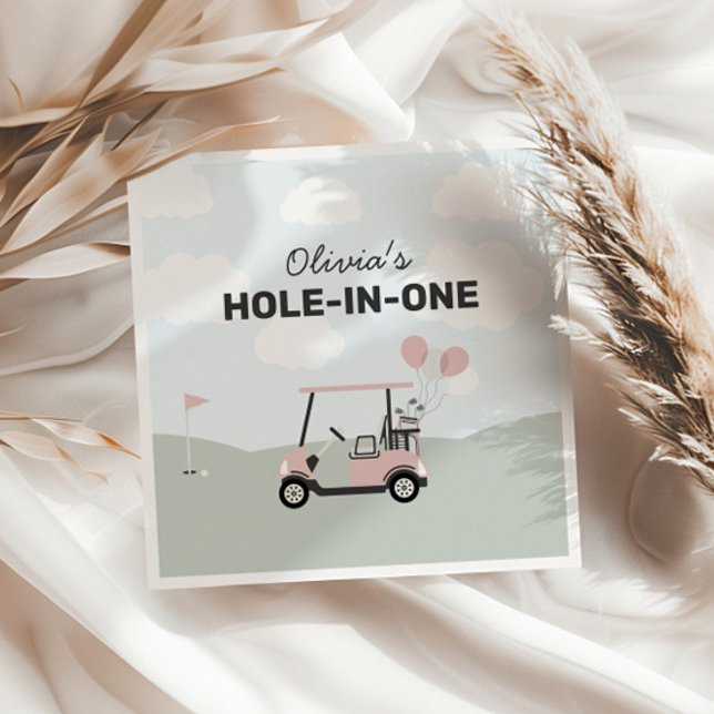 Girls' Pink Hole-In-One Golf 1st Birthday Napkins (Creator Uploaded)