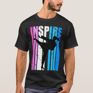 Girls Pink Inspire Karate Birthday Motivational Da T-Shirt