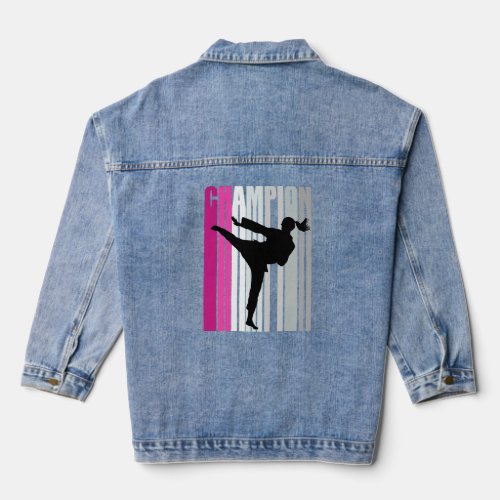 Girls Pink Karate Birthday Sparring Retro Vintage  Denim Jacket