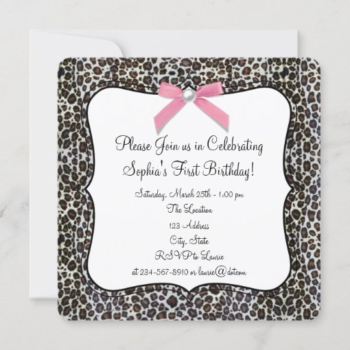 Girls Pink Leopard Birthday Party Invitation | Zazzle