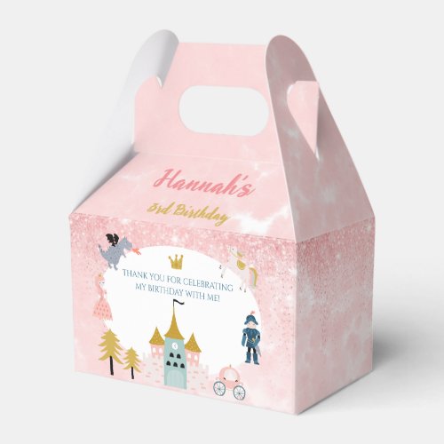 Girls Pink Magical Princess Castle Birthday Favor Boxes