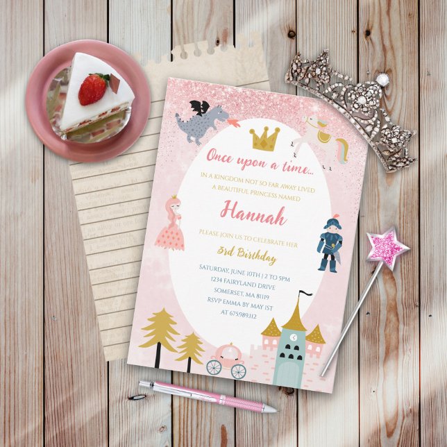 Girls Pink Magical Princess Castle Birthday Invitation (Creator Uploaded)