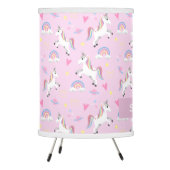 Girls Pink Magical Unicorn Pattern Kids Nursery Tripod Lamp (Left)
