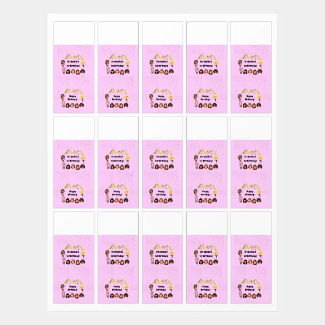 Girls Pink Minature Hershy Bar-Multicultural Hershey's Miniatures (Sticker Sheet)