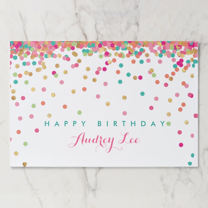 Girls Pink Mint Teal Gold Confetti Paper Placemat