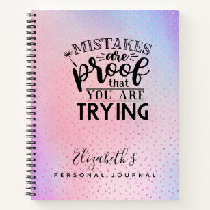 Girls Pink Monogram Encouragement Motivation Named Notebook
